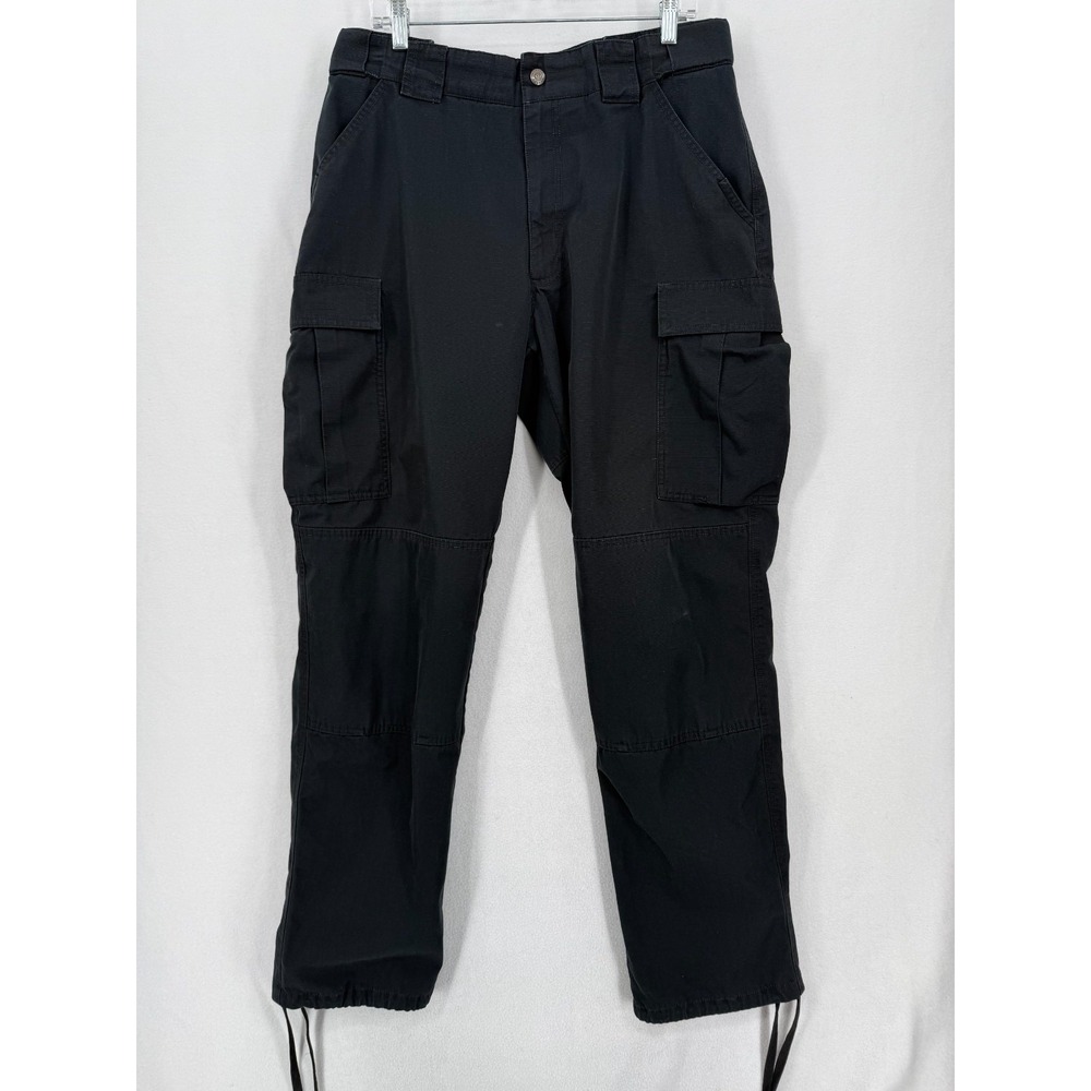 5.11 Tactical Ripstop Cargo Pants Large 33" Inseam Black TAC-105C Reinforced‎